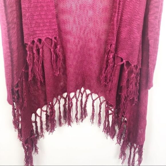 CHARMING CHARLIE | Burgundy Fringe Cardigan Large - Picture 3 of 6